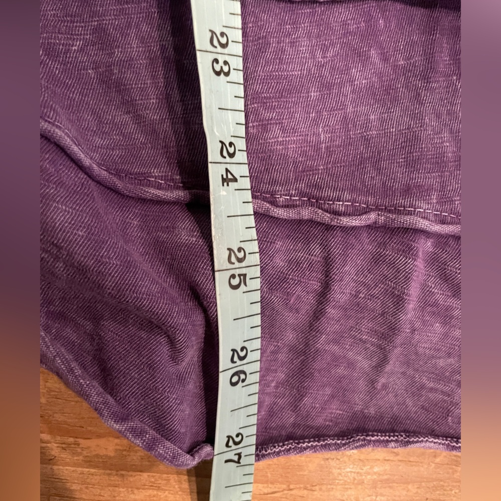 Jess & Jane Purple mineral wash long slv ruffled ๐ฏ % cotton T lagenlook Comfy M - Picture 6 of 8